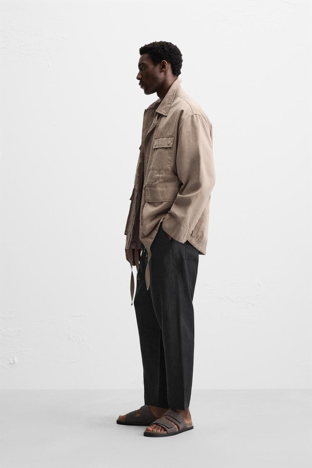 ZARA БРЮКИ ИЗ 100% ЛЬНА, ЧЕРНЫЙ