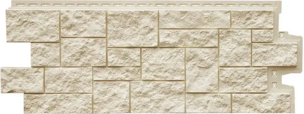 Панель фасадная GRAND LINE Дикий камень Classic молочный полипропиленовая, пластиковая для стен 0.978х388 мм 0.38м2 2 уп - 20 штук