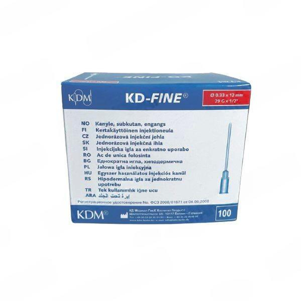 Игла инъекционная 29G (0,33х12)  KD-FINE, Германия 100 шт.