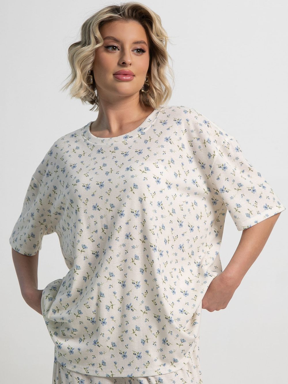 Костюм домашний с брюками Мона (бежево-голубой) К15210-1М LT Collection