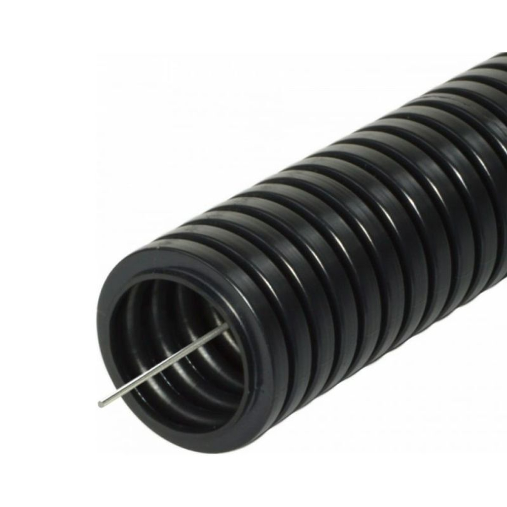 Труба гофрированная ПНД черная 16 мм с протяжкой 25 м
