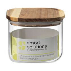 Банка для хранения квадратная Glass Acacia,1 л