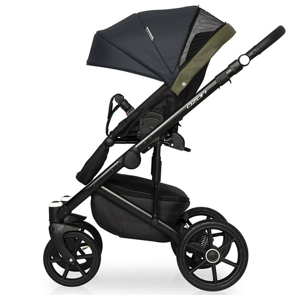 Детская коляска Riko Basic Ozon 3 в 1 02 черно-зеленый