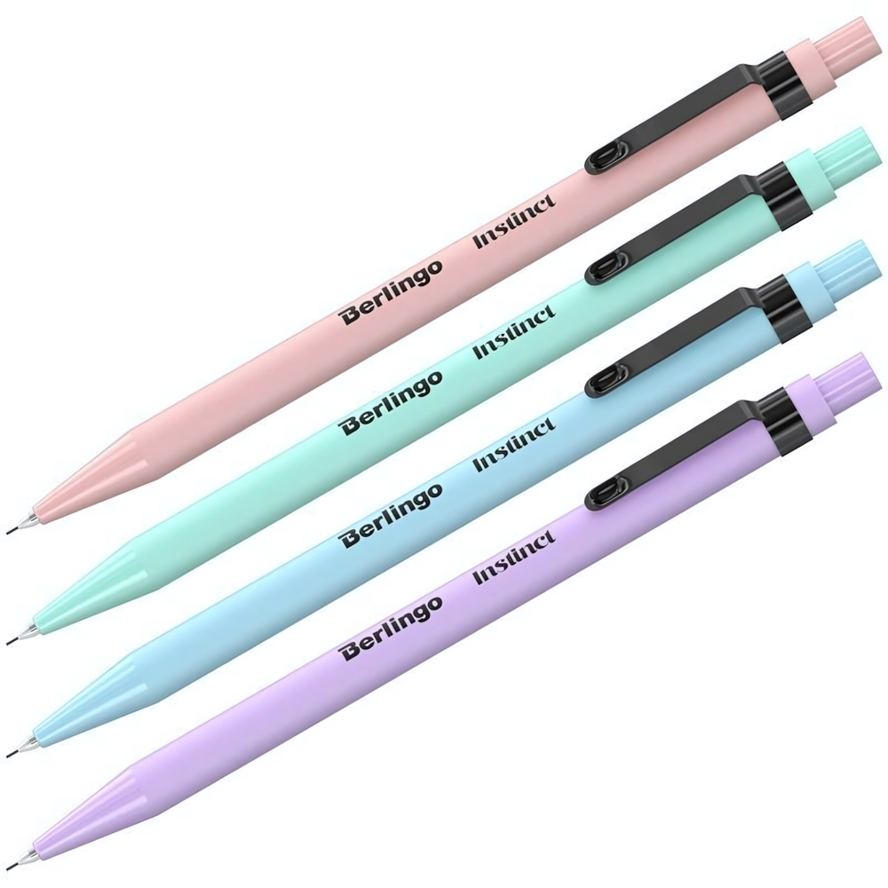 Карандаш механический 0,5мм с ластиком, разноцветный принт "Instinct" (Berlingo)