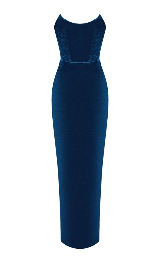 Платье макси корсетное из бархата