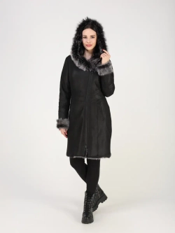 Дубленка зимняя натуральная с капюшоном
