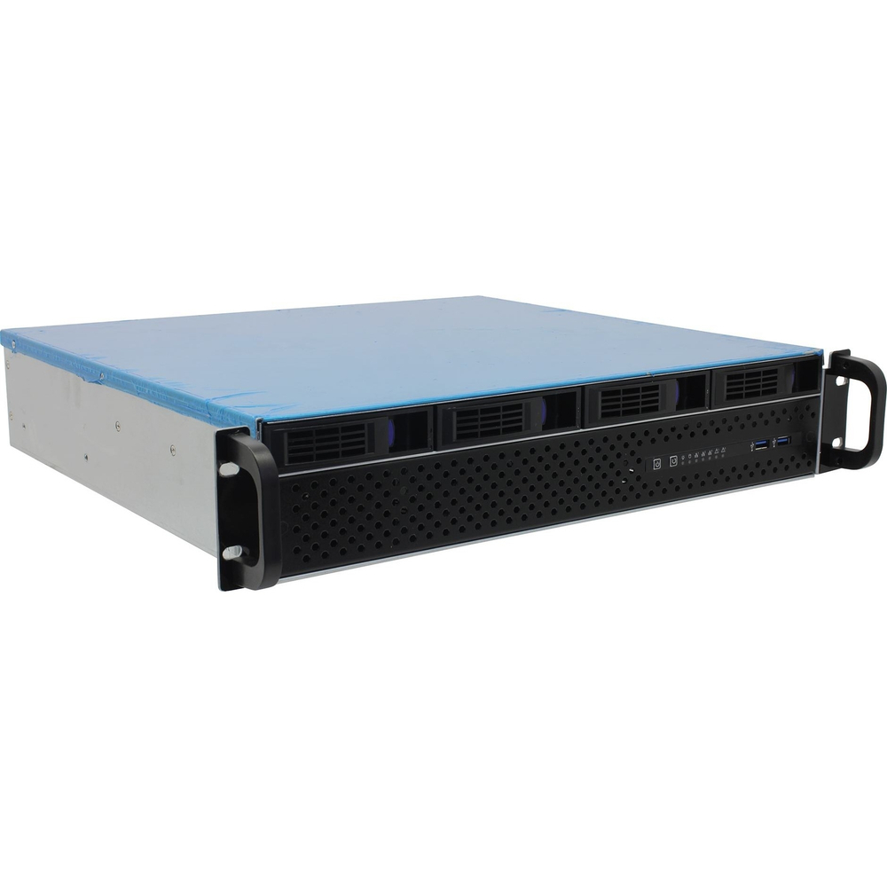 Корпус для компьютера Procase ES204XS-SATA3-B-0 Корпус 2U Rack server case (4 SATA III/SAS 12Gbit hotswap HDD), черный, без блока питания, глубина 400мм, MB 12"x13"