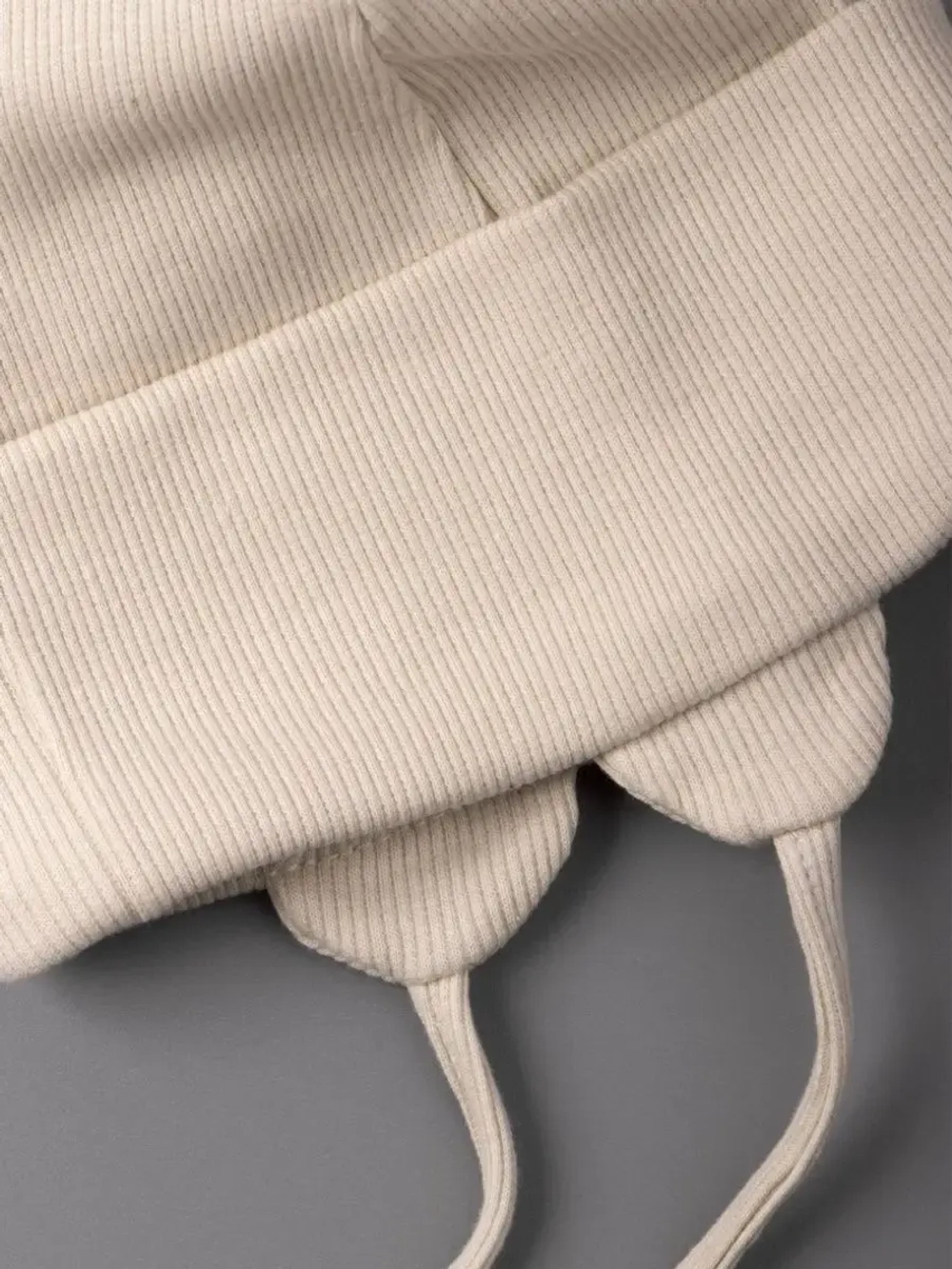 Шапка детская с ушками на завязках на осень