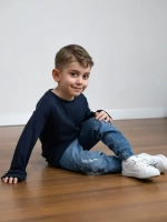 Синий лонгслив оверсайз для мальчика