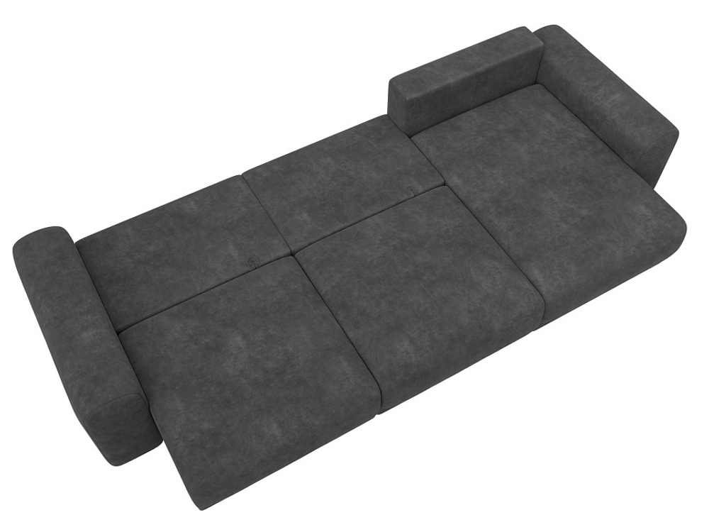 Диван угловой Лига-056 НПБ Лонг угол универсальный ВЕЛЮР BRUT 16 темно-серый