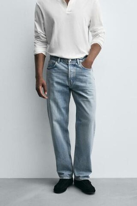 ZARA ДЖИНСЫ STRAIGHT FIT, ВЫЦВЕТШИЙ СИНИЙ