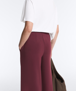 OYSHO Прямые брюки с высокой посадкой и мягкими на ощупь полосками из модала в морском стиле, бордо