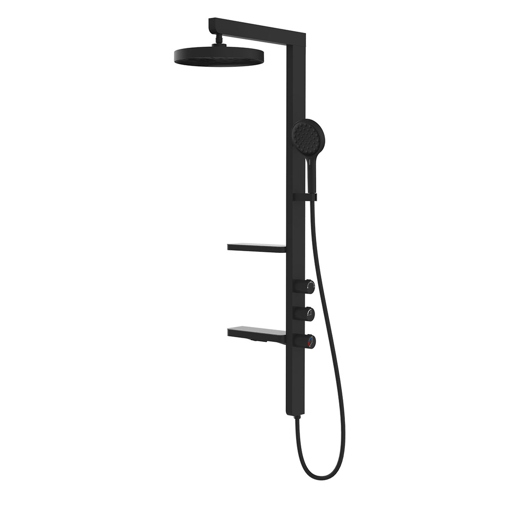 Душевая стойка Vincea Inspire VSFS-3I11MB с изливом, 30см верх душ, черный