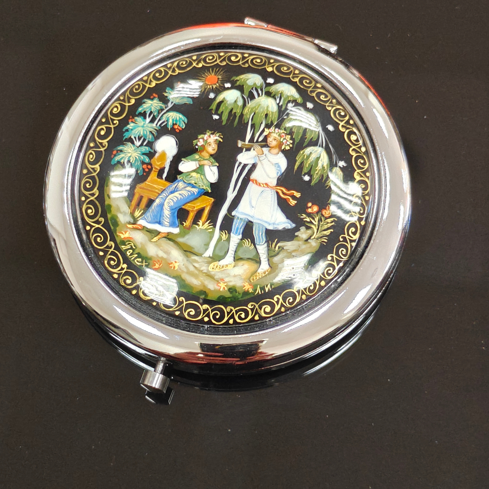 Двустворчатое карманное зеркало "Парочка" (худ. Марова).