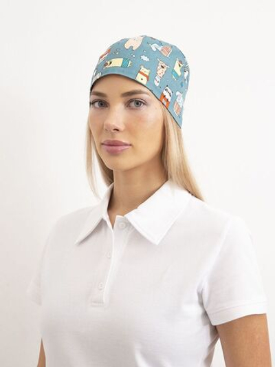 Шапочка медицинская, принт "Animal's", голубой