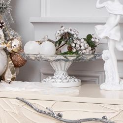 Фруктовница Классика Белая с чашей из стекла