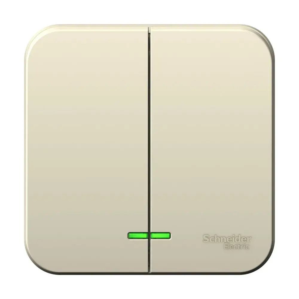 BLANCA О/У 2-клавишный ВЫКЛЮЧАТЕЛЬ (сх.5) с подсветкой, ИЗОЛ.ПЛ,6А,250В,МОЛОЧНЫЙ