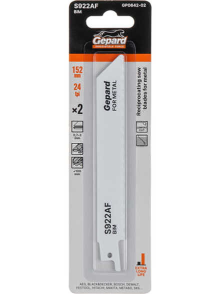 Пилка сабельная по металлу S922AF (2 шт.) GEPARD