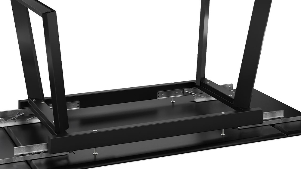 Стол кухонный обеденный раздвижной Черный муар/Керамика матовая серый мрамор 140(200)х85х77 см