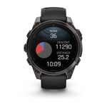 Смарт-часы Garmin Fenix 8, AMOLED Sapphire, 47 мм, угольно-черный DLC, пепельно-черный силиконовый ремешок, 010-02904-21