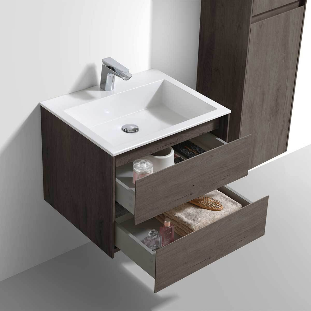 База под раковину Luka 600 подвесная, 2 выкатных ящика soft-close, R.Oak, , шт