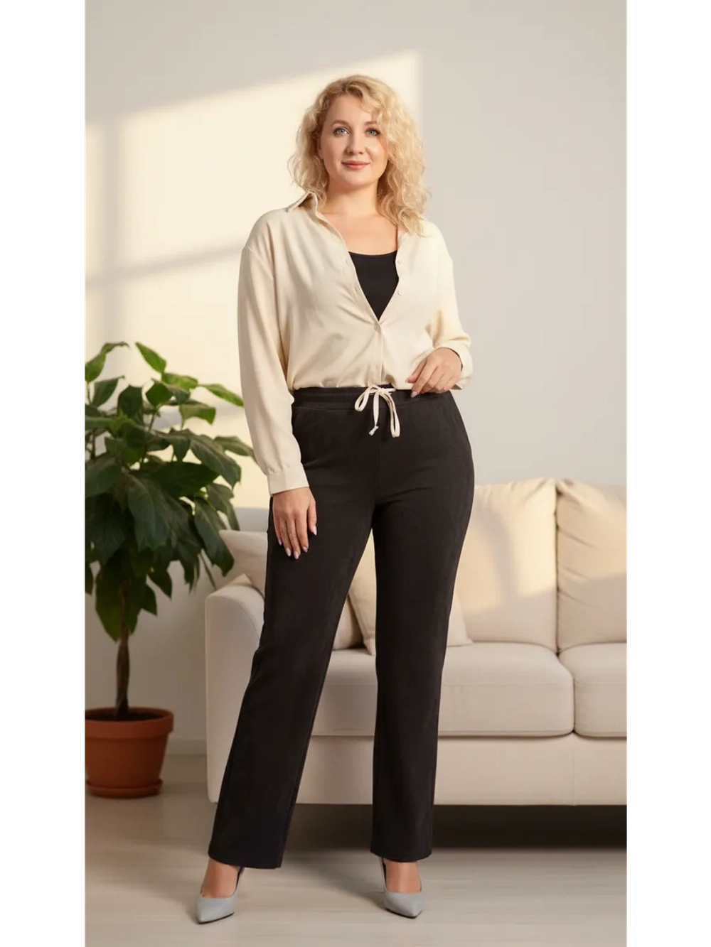 брюки вельветовые широкие палаццо на резинке