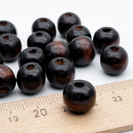 Деревянные бусины тонированные, шар, цвет кофейный, размер около 10*12 мм, цена за набор 10 штук