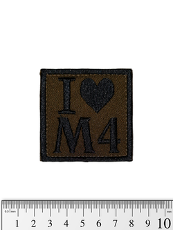 Шеврон I Love M4 вышивка. Олива
