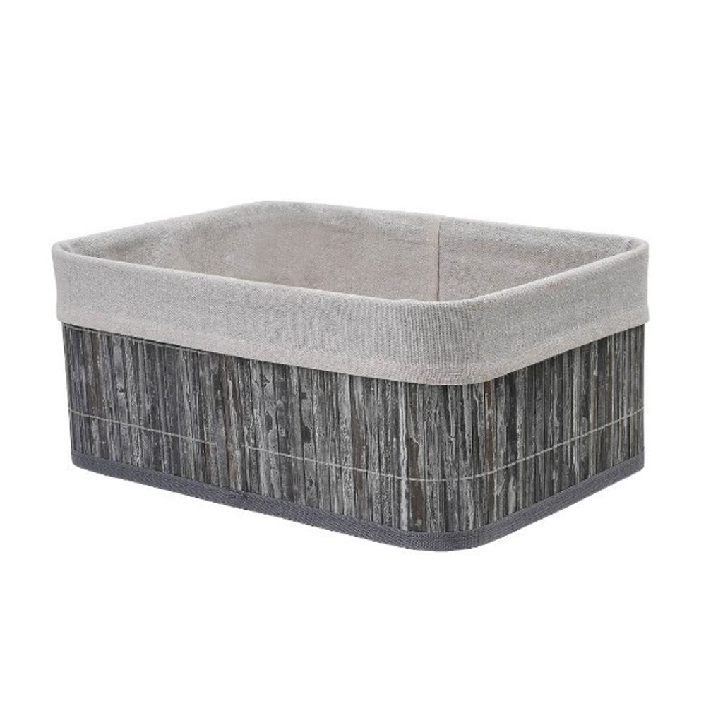 Корзина стеллажная &quot;Бамбук&quot;, Д330 Ш230 В140, пепельный, белый