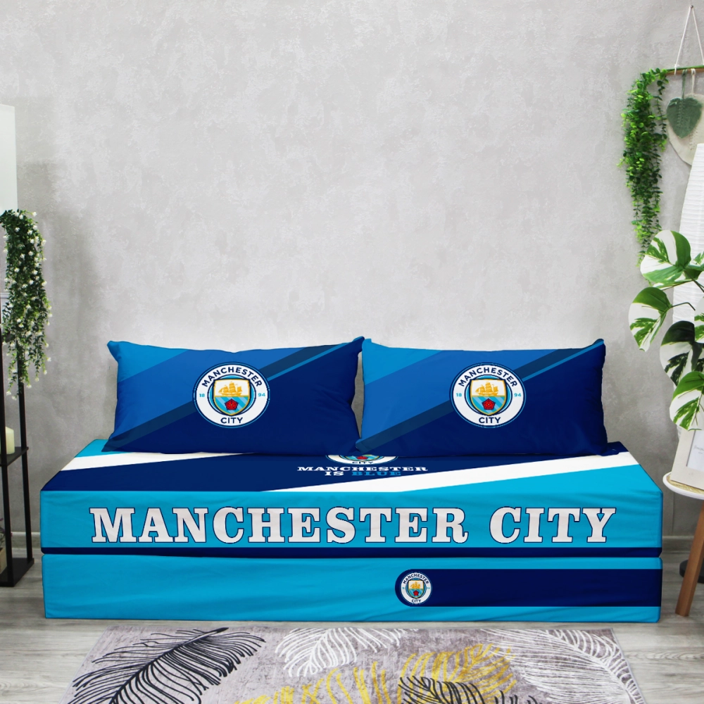Бескаркасный диван кровать раскладной "Manchester City - Манчестер Сити"