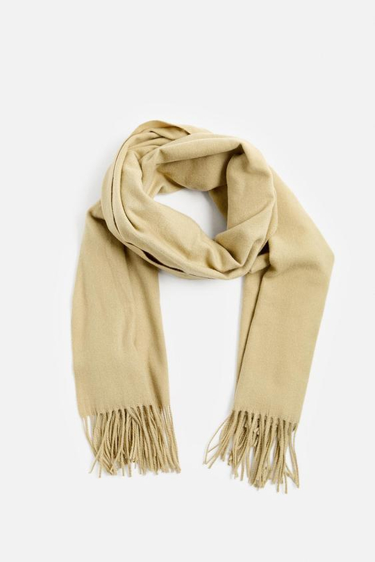 ZARA ШАРФ С БАХРОМОЙ, ЗЕЛЕНОВАТЫЙ