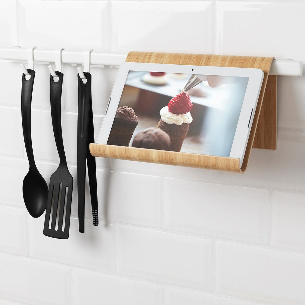 IKEA VIVALLA  (ИКЕА ВИВАЛЛА)  -  Подставка для планшета, бамбуковый шпон, 26x17 см