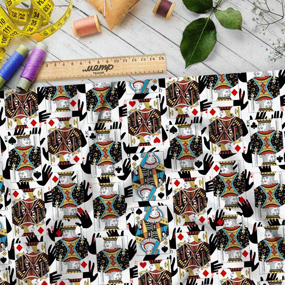 Ткань саржа пёстрые игральные карты