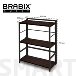 Стеллаж BRABIX "Smart SH-004", 605х290х790, ЛОФТ, прямой, складной, металл/ЛДСП ясень, каркас черный, 641867