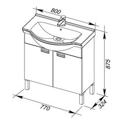 Тумба с раковиной Aquanet Адель 80 черный