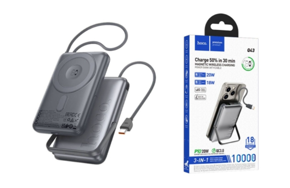 портативный акк. HOCO Q43 Clever dual PD20W (10000mAh) Metal gray