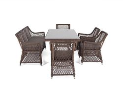 "Катания" обеденная группа плетеная на 6 персон, цвет коричневый