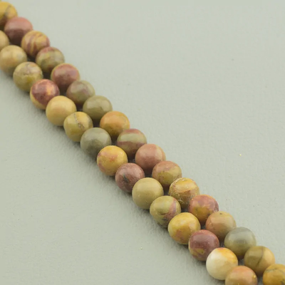 Нитка Яшма 38 см. 6,5 мм. (Без замка) - Зеленая