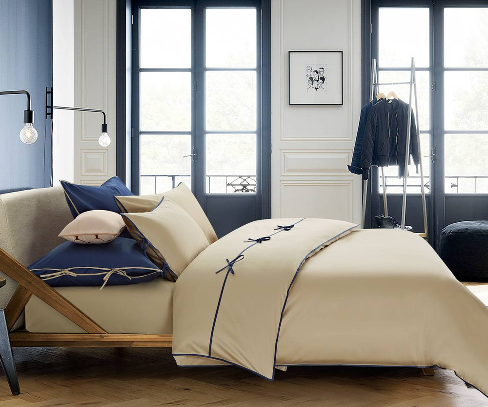 Пододеяльник 220х240 Sharmes Luca темно-синий/светло-бежевый