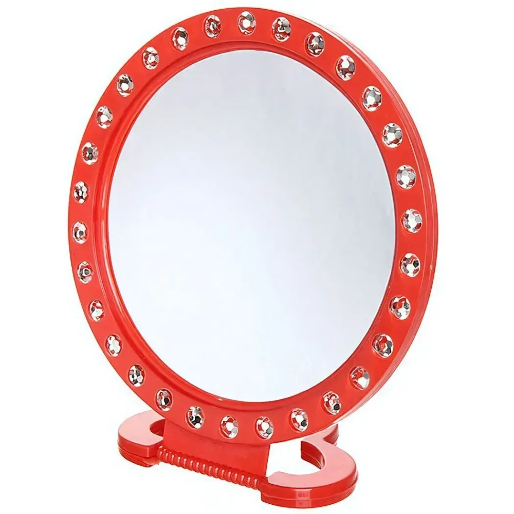 Зеркало настольное в пластиковой оправе «Белые выемки» круг, подвесное d-19,5см (Стикер на минивложение 15шт)