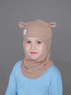 Шлем весенний/осенний вязаный (Бархатный беж) БЭМБИ