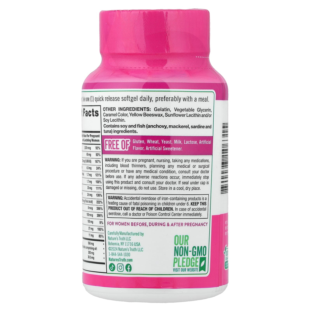Nature's Truth, Ultra Prenatal, мультивитамины и ДГК, 60 капсул с быстрым высвобождением