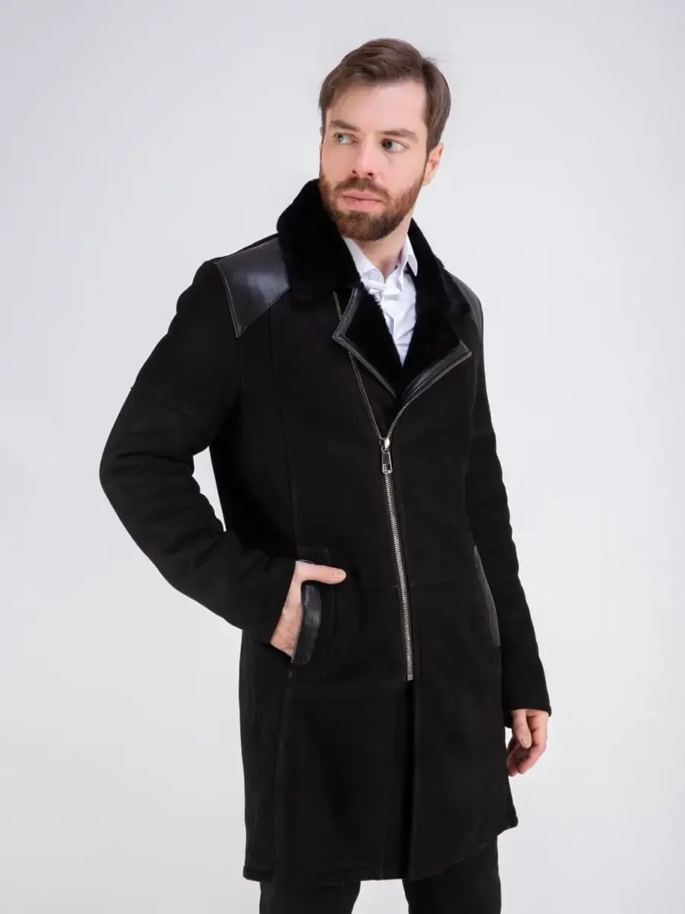 Дубленка мужская натуральная длинная Турция