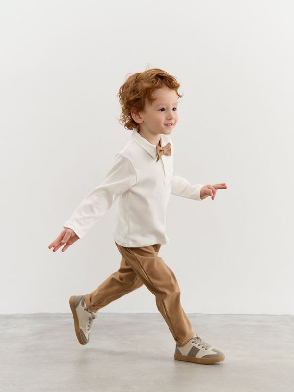 Лонгслив с воротником поло 