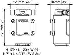 Помпа водоподающая импеллерная Marco UP1-B, 12 В, 45 л/мин, 21.8 PSI (1.5 бар)