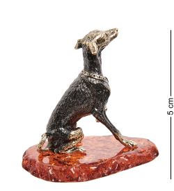 Народные промыслы AM-1298 Фигурка «Борзая» (латунь, янтарь)