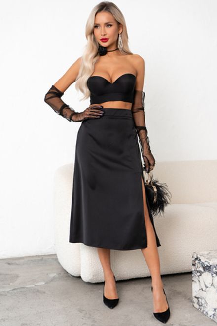 Юбка с разрезом (черный) Юб11-20/4 Nikol