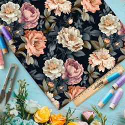 Ткань премиум флис цветник в лунном свете