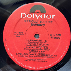 Винтажная виниловая пластинка LP Rainbow Difficult To Cure (США 1981) I Surrender