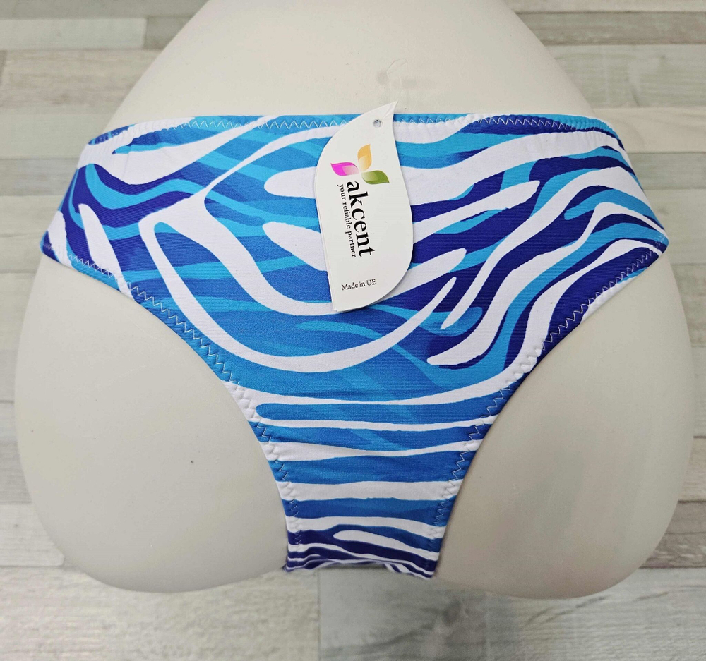 Плавки-бразилиана с полосками зебры (Размер: XL) (Цвет: белый с синим)